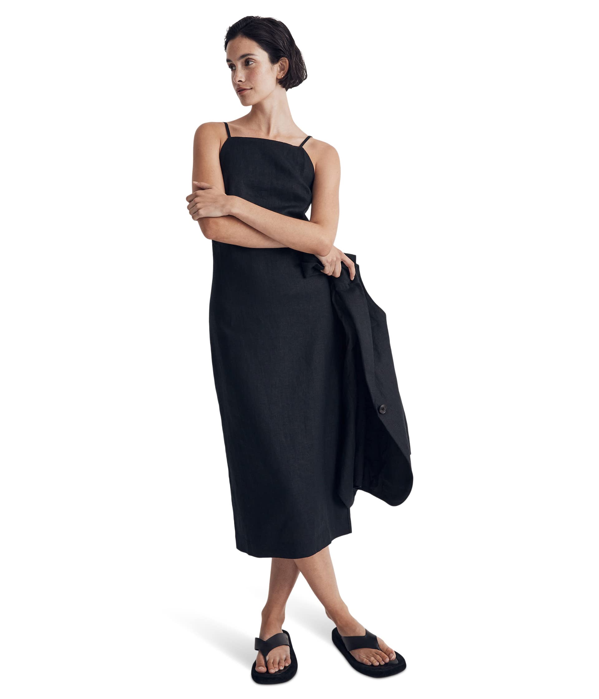 Платье-комбинация миди с квадратным вырезом из 100% льна Madewell