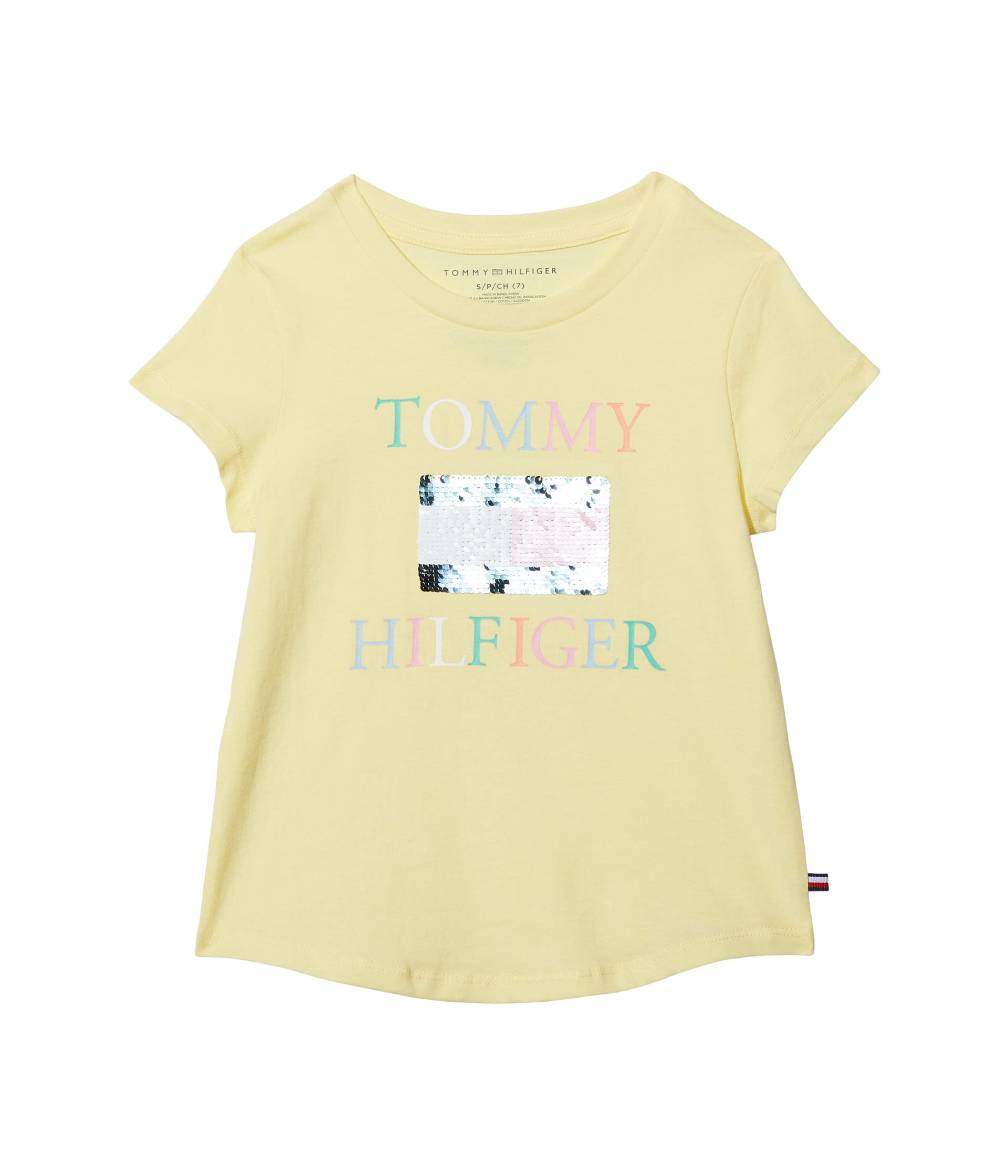 Футболка с пайетками Tommy Hilfiger Kids для больших детей из 100% хлопка с округлой горловиной Tommy Hilfiger Kids