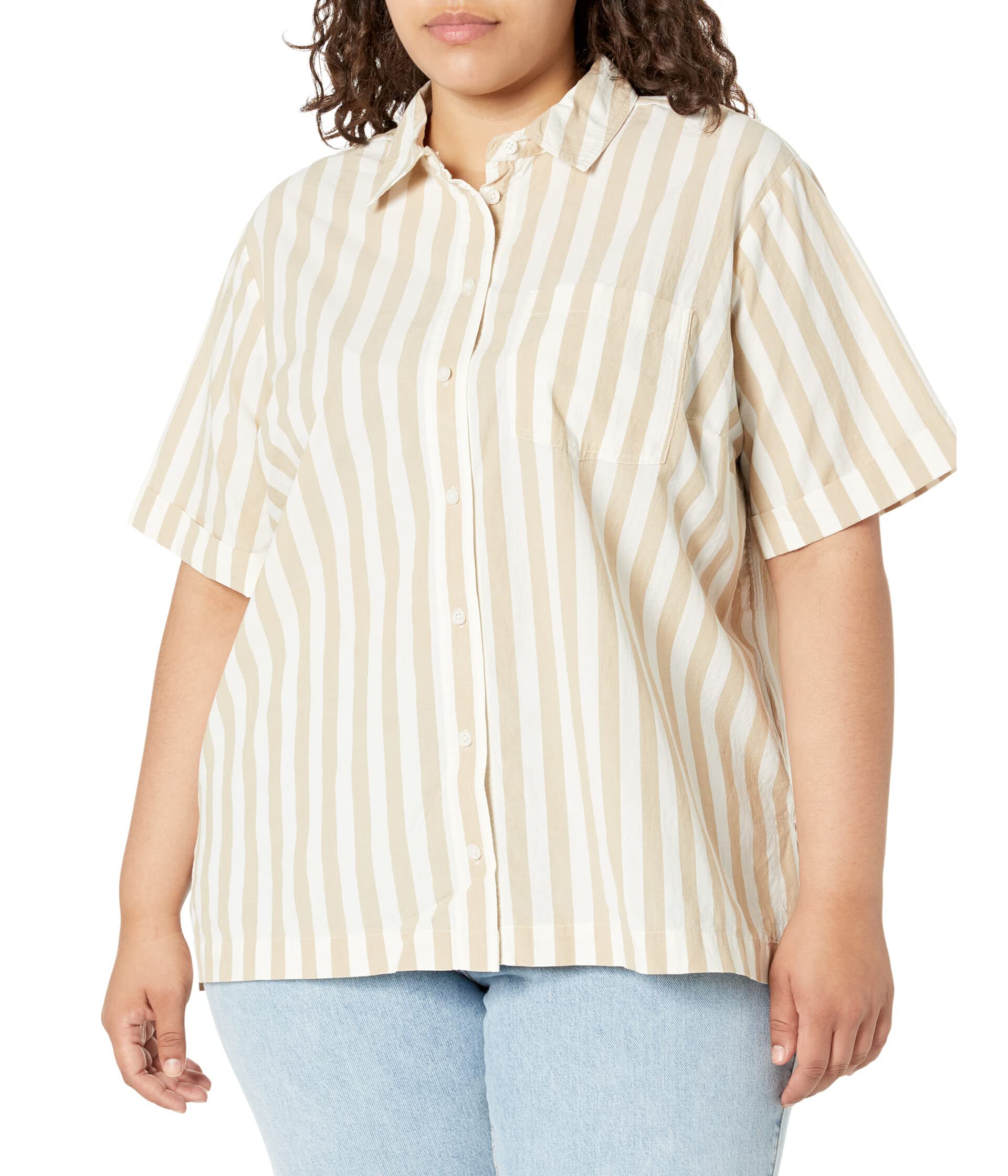 Рубашка на пуговицах из поплина с короткими рукавами Plus Signature в полоску Leray Madewell