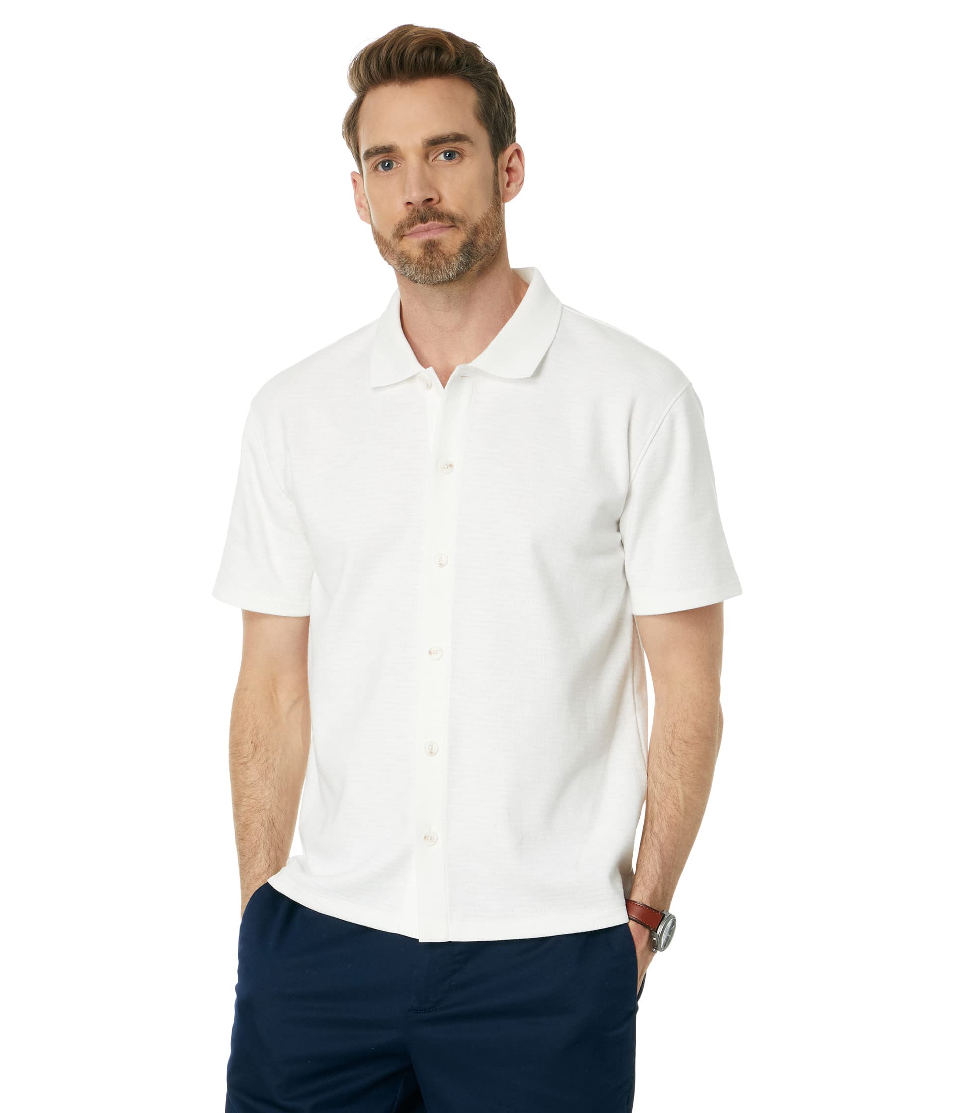 Мужская Повседневная рубашка Vince Varigated Jacquard Short Sleeve Button-Down Vince