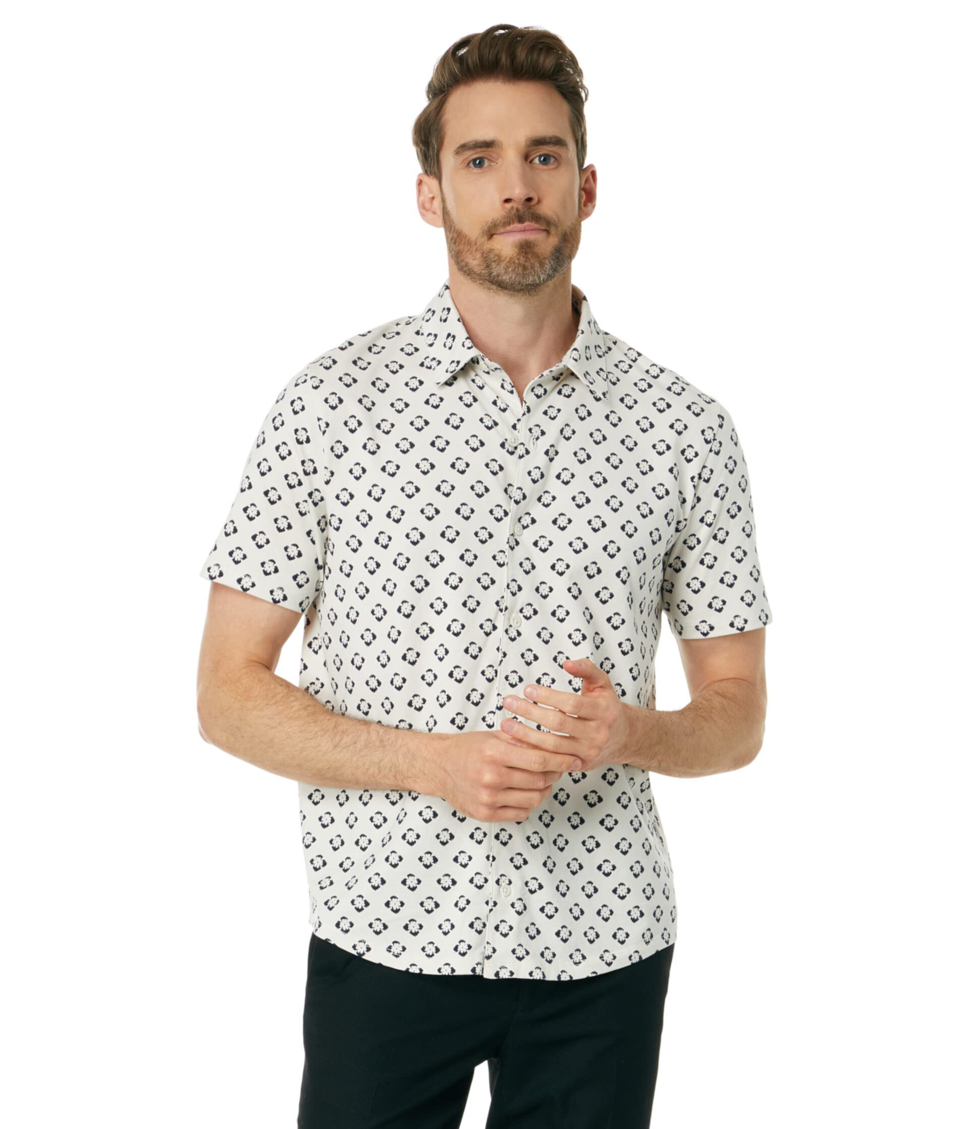 Мужская Повседневная Рубашка Vince Geo Floral Printed Short Sleeve Button-Down Vince