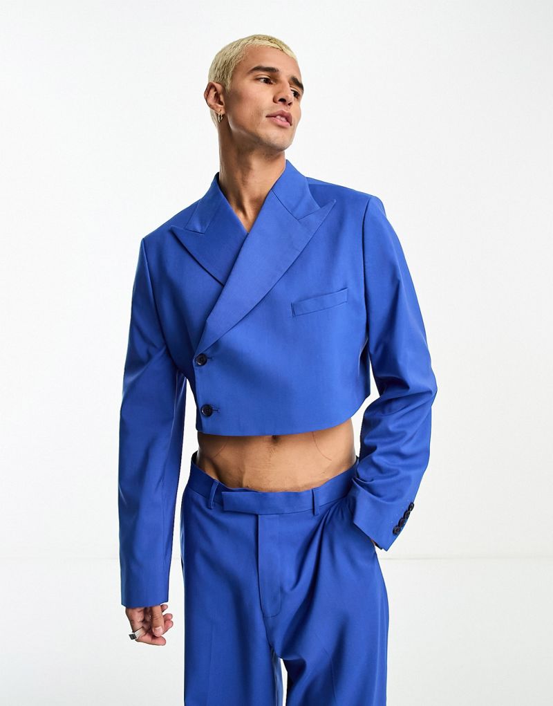 Укороченный пиджак синего кобальта ASOS DESIGN ASOS DESIGN