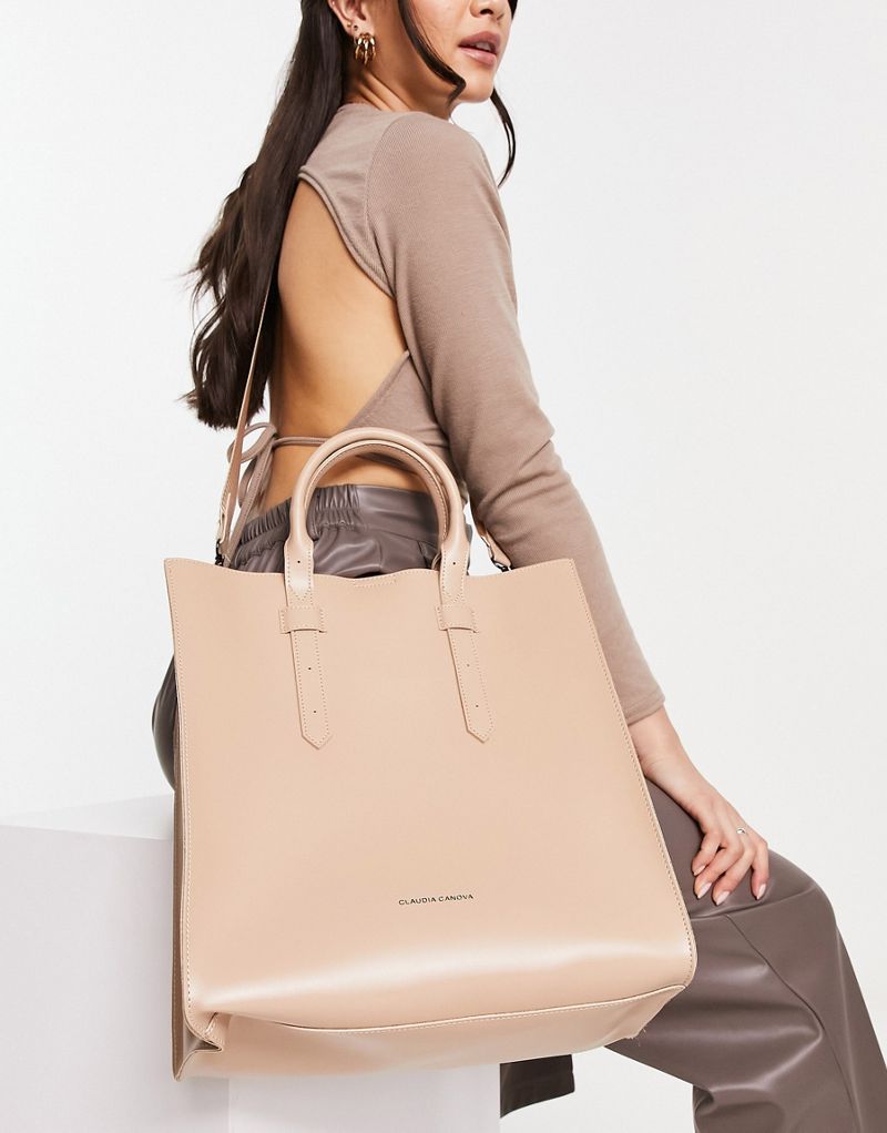 Большая сумка-тоут песочного цвета с ремешком через плечо Claudia Canova Claudia Canova