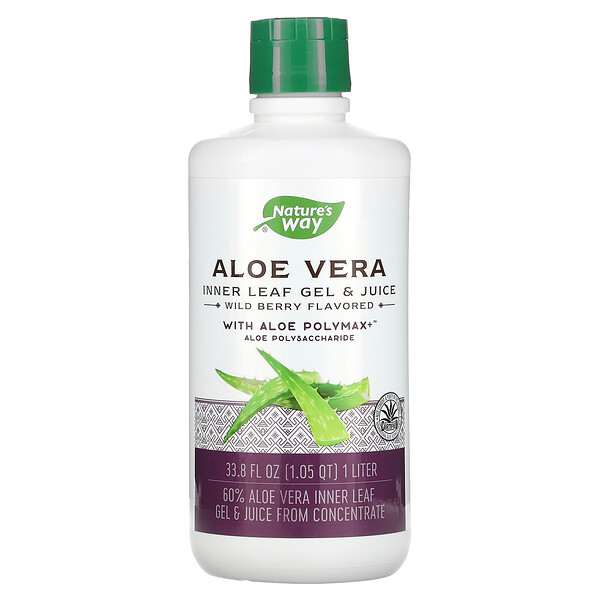 Алоэ Вера, внутренняя мякоть и сок с Aloe Polymax, Дикая ягода - 1 литр - Nature's Way Nature's Way