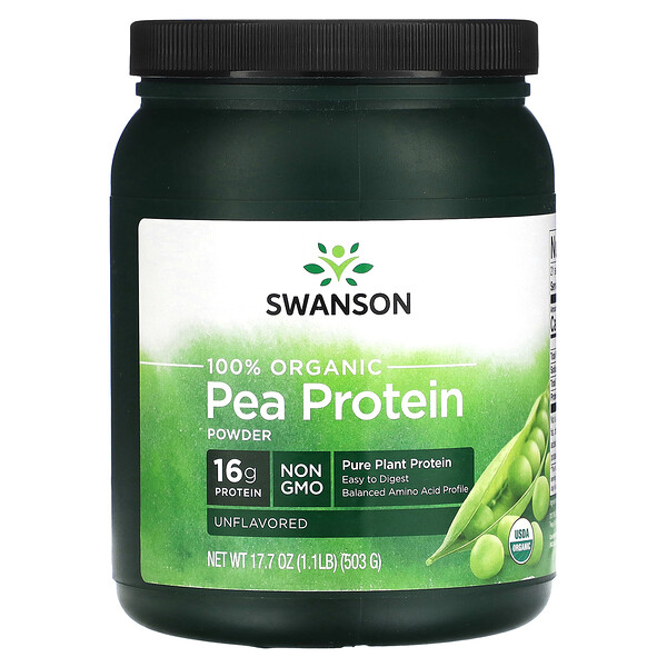 100% Organic Pea Protein Powder, Unflavored, 1.1 oz (503 g) Swanson