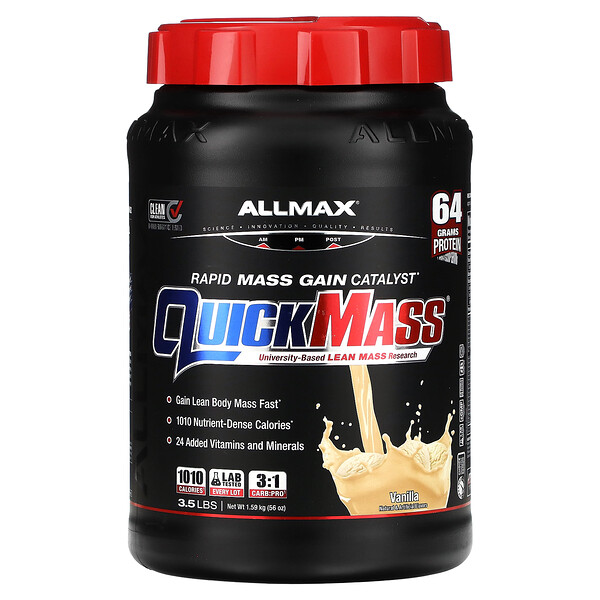 Quick Mass, Rapid Mass Gain Catalyst, Vanilla, 3.5 lbs (1.59 kg) ALLMAX