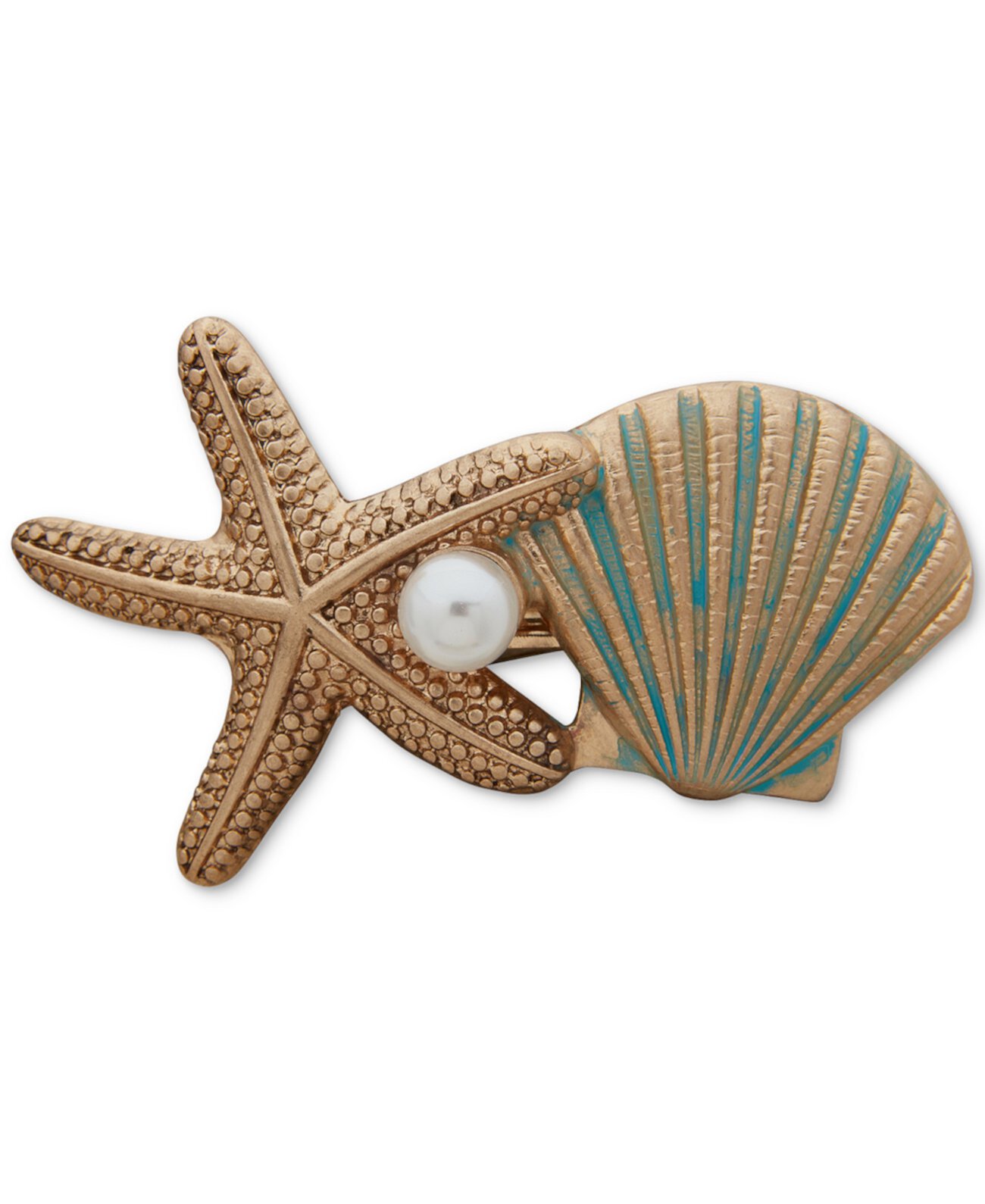 Золотистая заколка для волос с имитацией жемчуга, морскими звездами и ракушками Lonna & lilly