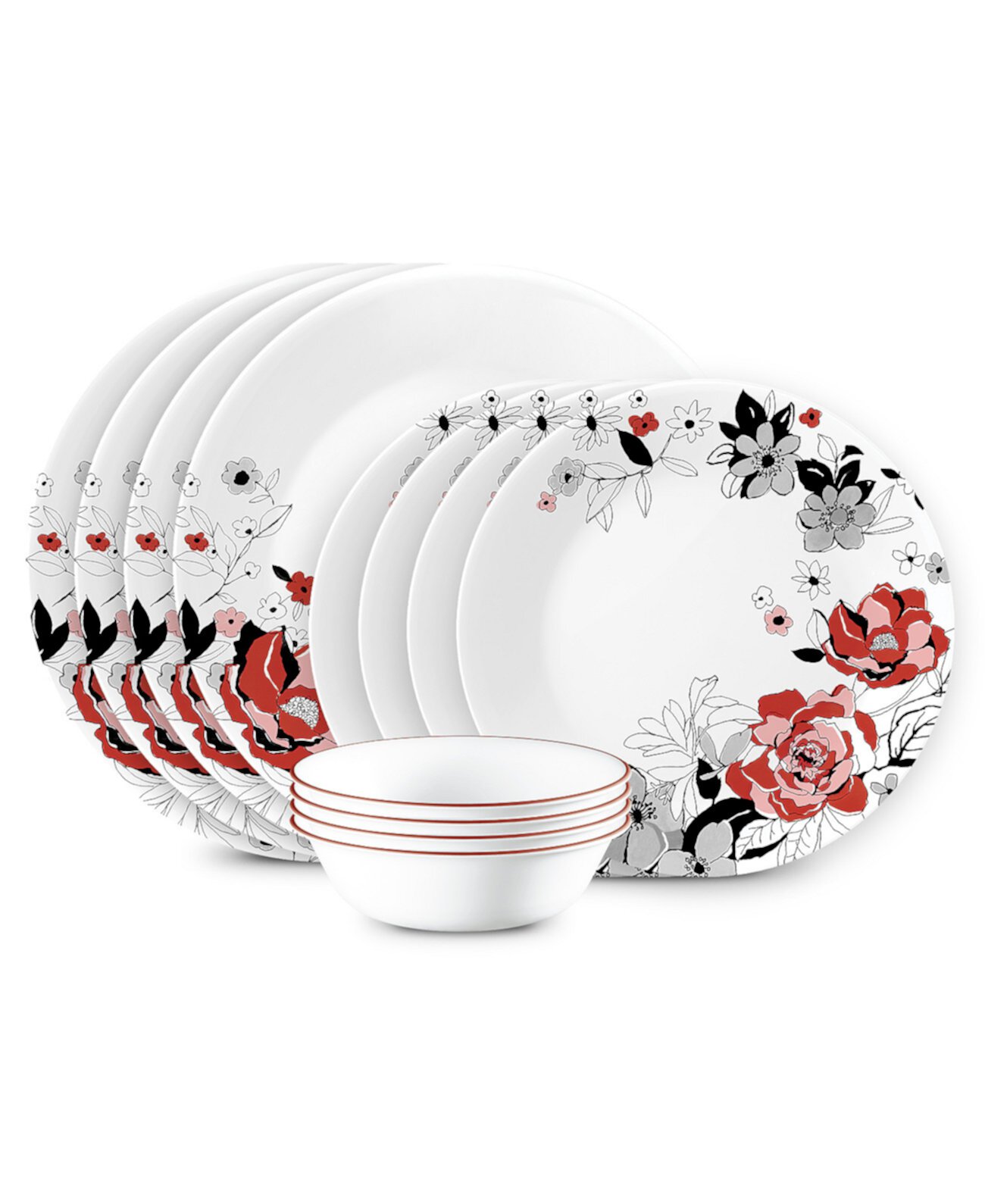 Набор столовой посуды Vitrelle Chelsea Rose, 12 предметов, сервиз на 4 персоны Corelle