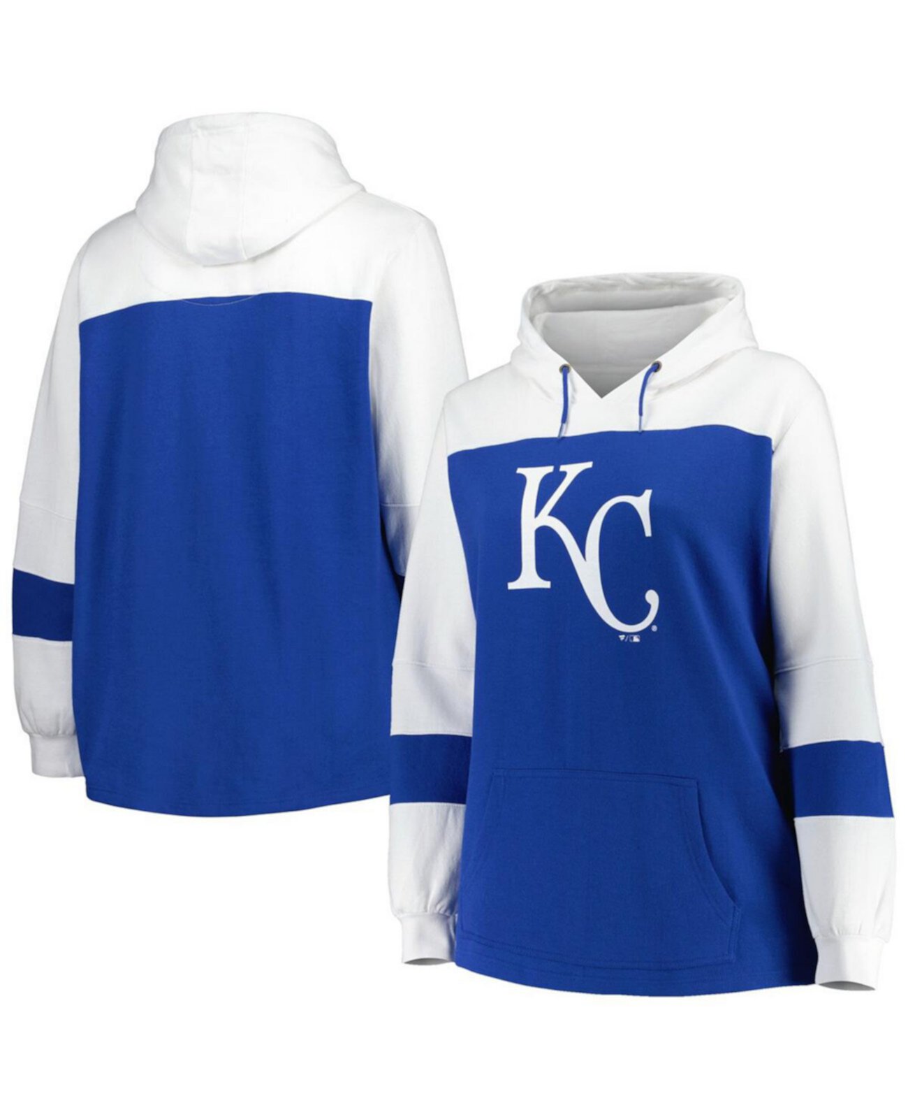 Женский пуловер с капюшоном Royal Kansas City Royals размера плюс с цветными блоками Profile
