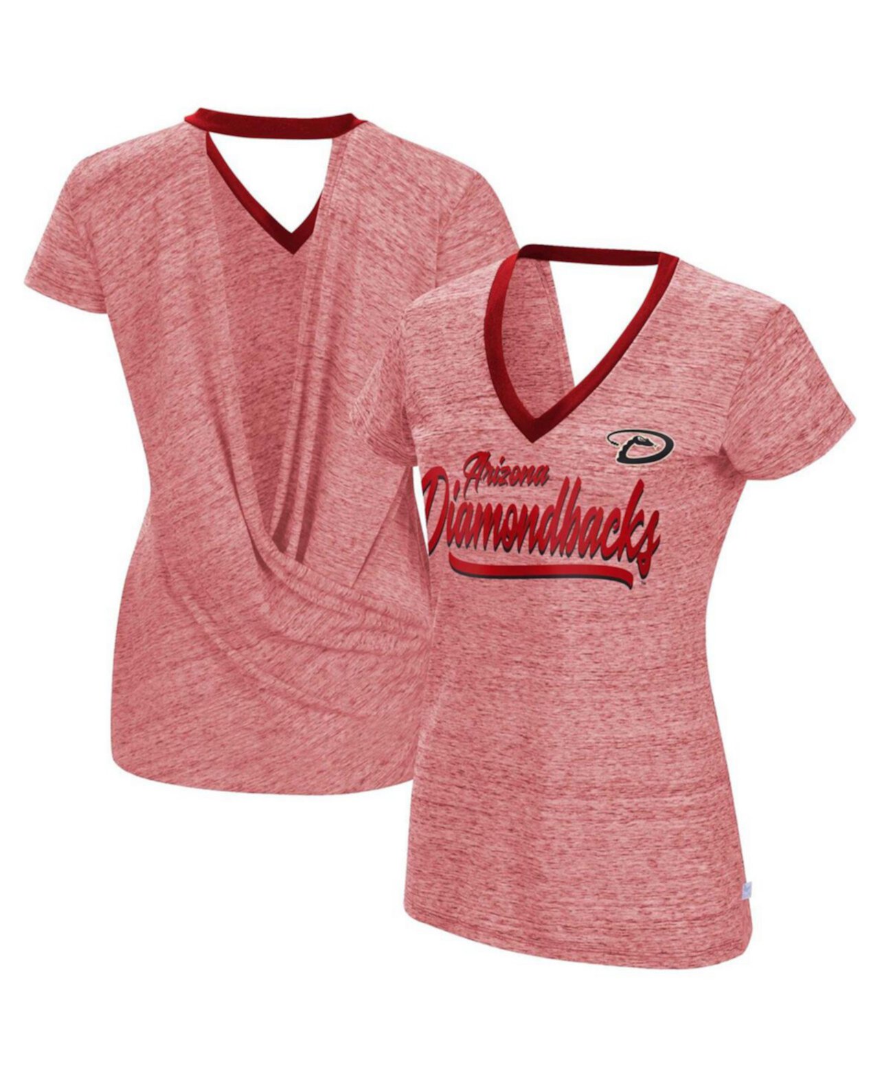 Красная женская футболка с v-образным вырезом и запахом на спине Arizona Diamondbacks Halftime Touch