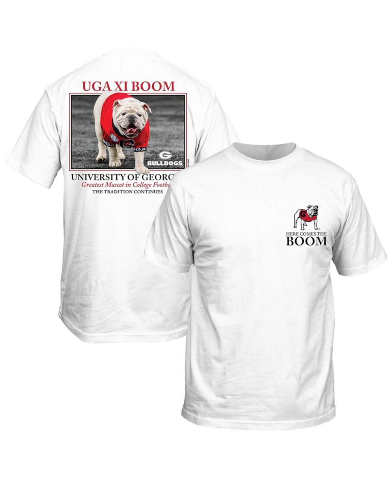 Мужская белая футболка Georgia Bulldogs UGA XI Boom New World
