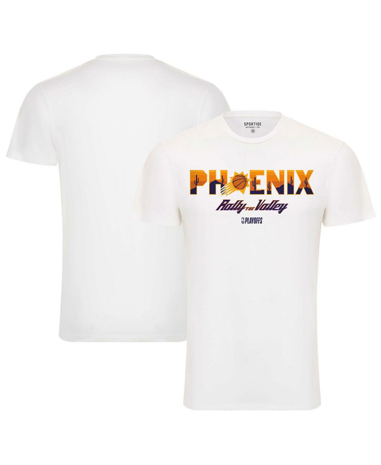 Мужская и женская белая футболка Phoenix Suns NBA Playoffs 2023 Rally the Valley Bingham Sportiqe