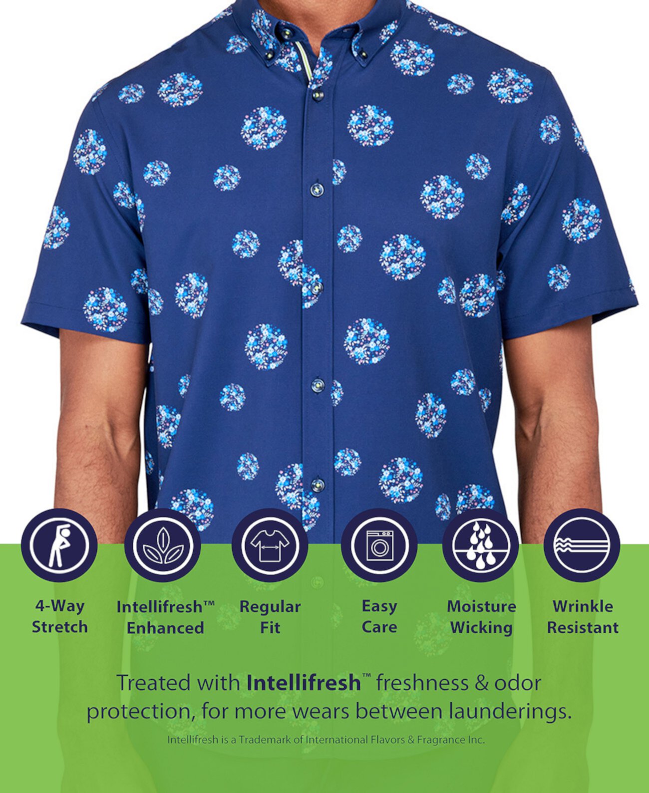 Мужская рубашка на пуговицах с геометрическим рисунком без железа Performance Society of Threads