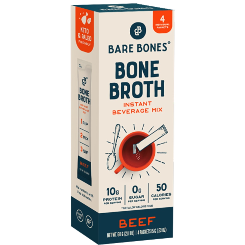 Быстрорастворимый напиток на костном бульоне с говядиной — 4 упаковки Bare Bones