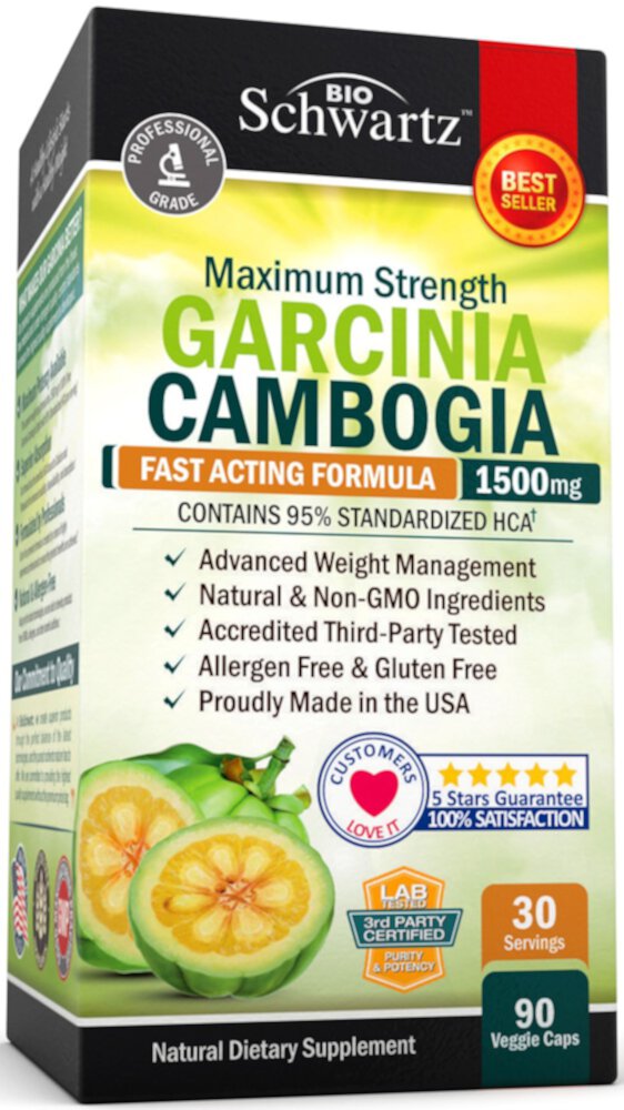 Гарциния камбоджийская -- 1500 мг -- 90 растительных капсул BioSchwartz