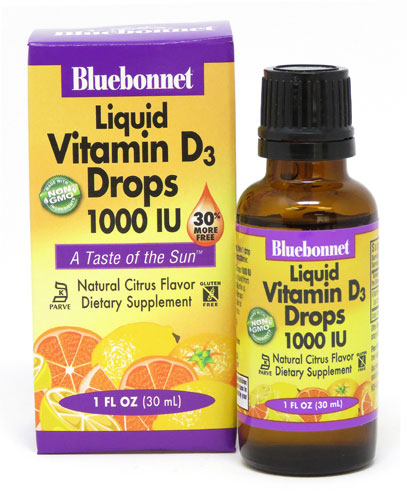 Жидкий Витамин D3 с ароматом цитрусовых - 1000 МЕ - 30 мл - Bluebonnet Nutrition Bluebonnet Nutrition