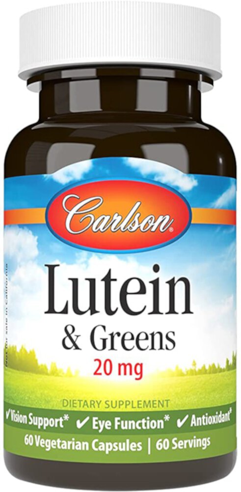 Лютеин и зелень — 20 мг — 60 вегетарианских капсул Carlson