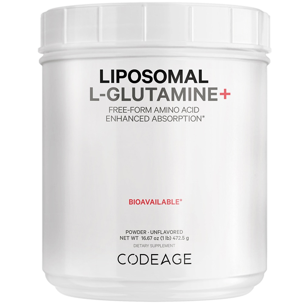 Liposomal L-Glutamine Powder (Порошок) 5000 mg - Free-Form Amino Acid - Performance Muscles Support -- 16.67 oz (Унции) Codeage