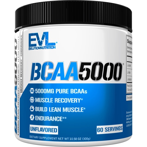 BCAA5000 Unflavored (Без вкуса) -- 10.58 oz (Унции) EVLution Nutrition