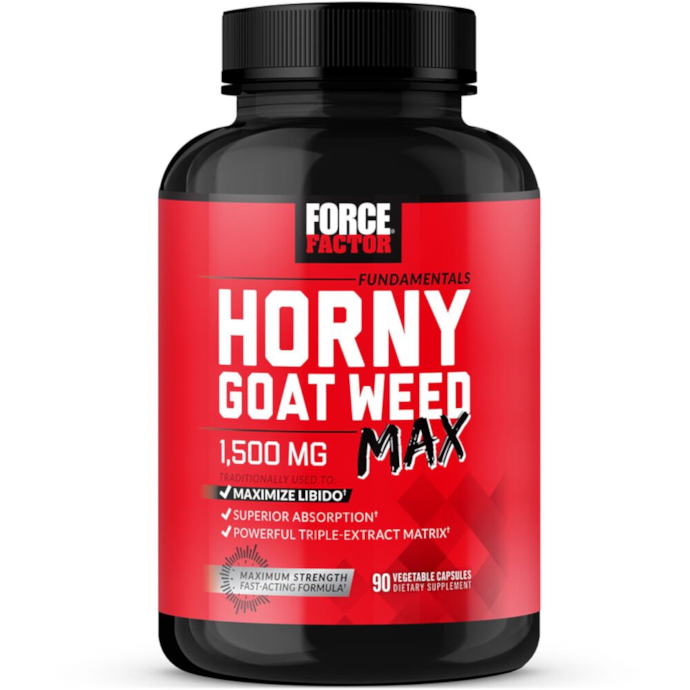 Horny Goat Weed Max -- 1500 mg - 90 Vegetarian Capsules (Вегетарианские капсулы) Force Factor