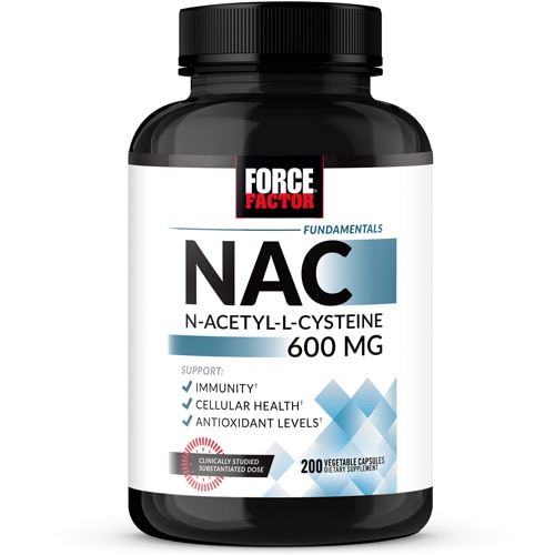 NAC N-Acetyl-L-Cysteine - 600 мг - 200 растительных капсул - Force Factor Force Factor