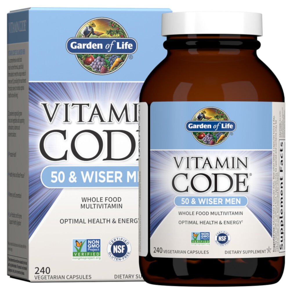 Vitamin Code® 50 and Wiser Men - 240 вегетарианских капсул - Garden of Life Garden of Life