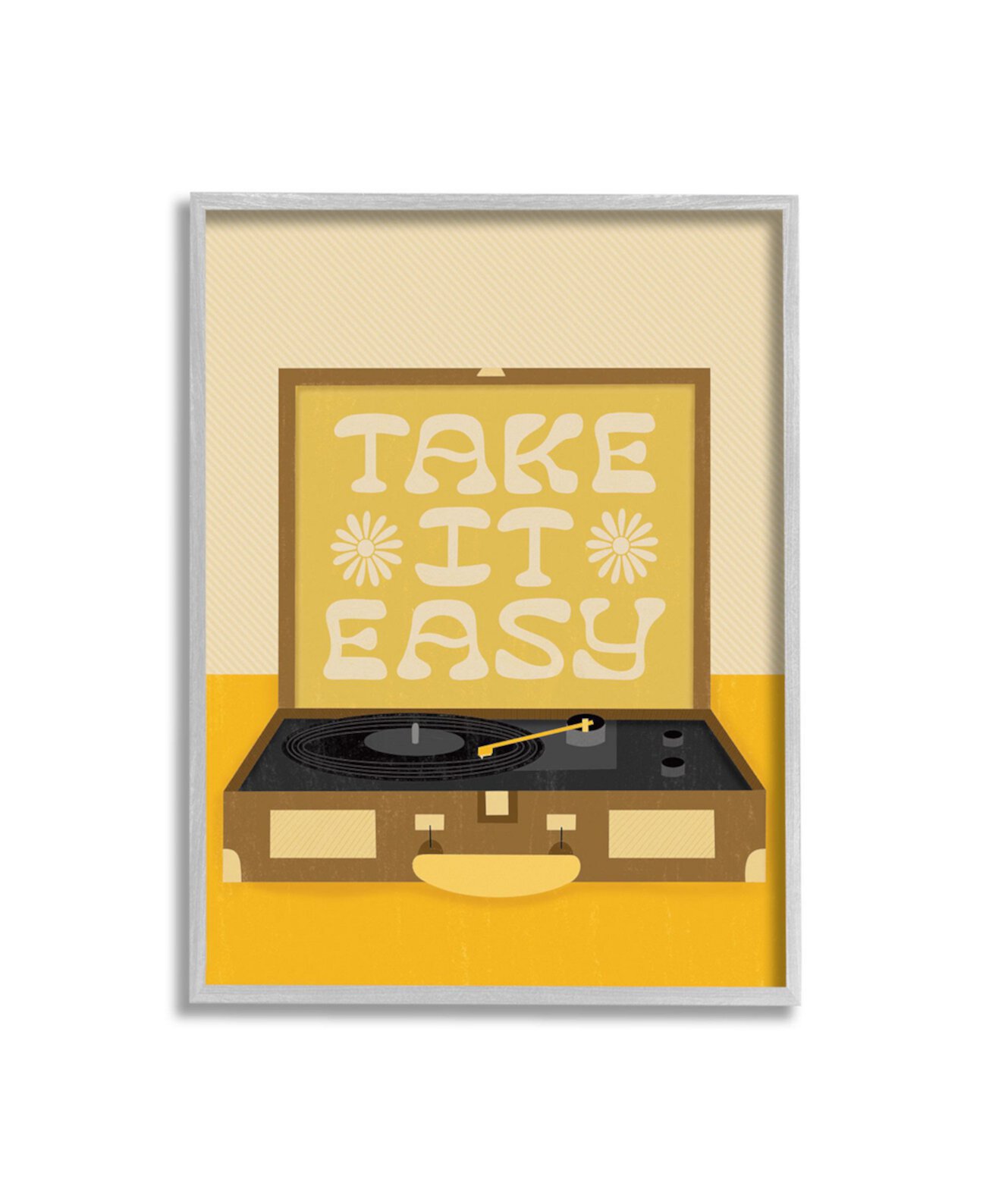 Настенное искусство 'Take it Easy' с графическим изображением винилового проигрывателя, 40 см x 4 см x 51 см Stupell Industries