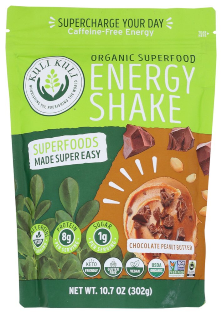 Moringa Energy Shake Chocolate Peanut Butter -- 10.07 oz (Унции) Kuli Kuli