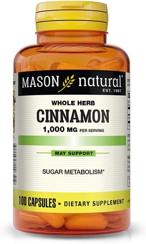 Cinnamon -- 1000 mg - 100 Capsules (Капсулы) Mason Natural