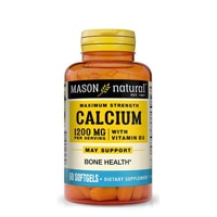 Calcium 1200 mg with Vitamin D3 50 mcg - 2000 IU -- 60 Softgels (Мягкие капсулы) Mason Natural