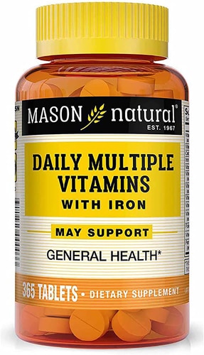 Daily Multiple Vitamins With Iron -- 365 Tablets (Таблетки) Mason Natural