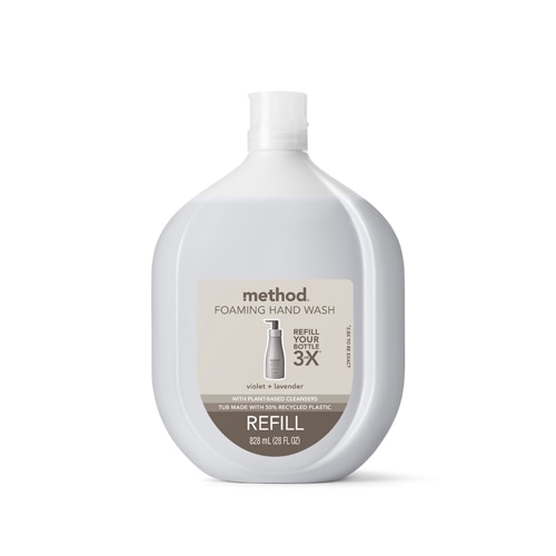 Премиум пенящееся мыло для рук refill - Фиолетовый + Лаванда, 828 мл Method