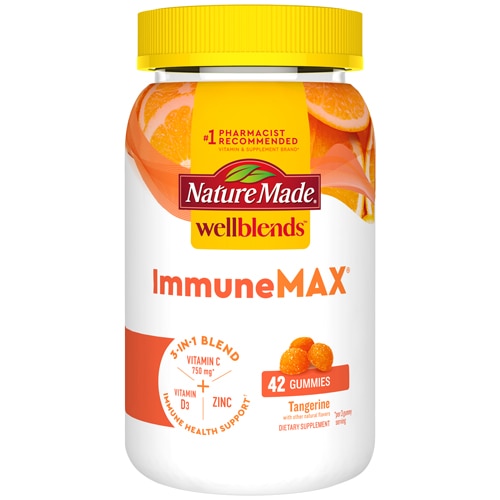 Wellblends ImmuneMAX Витамин C, Цинк, Витамин D3, Мандарин - 42 жевательные конфеты - Nature Made Nature Made
