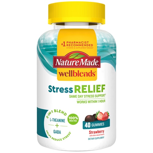 Wellblends Stress Relief L Theanine & GABA Strawberry - 40 жевательных конфет Nature Made