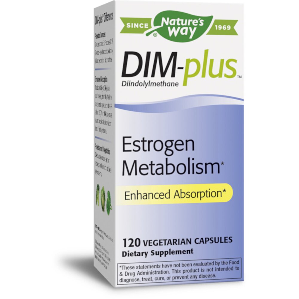 Метаболизм эстрогена DIM-plus -- 120 вегетарианских капсул Nature's Way