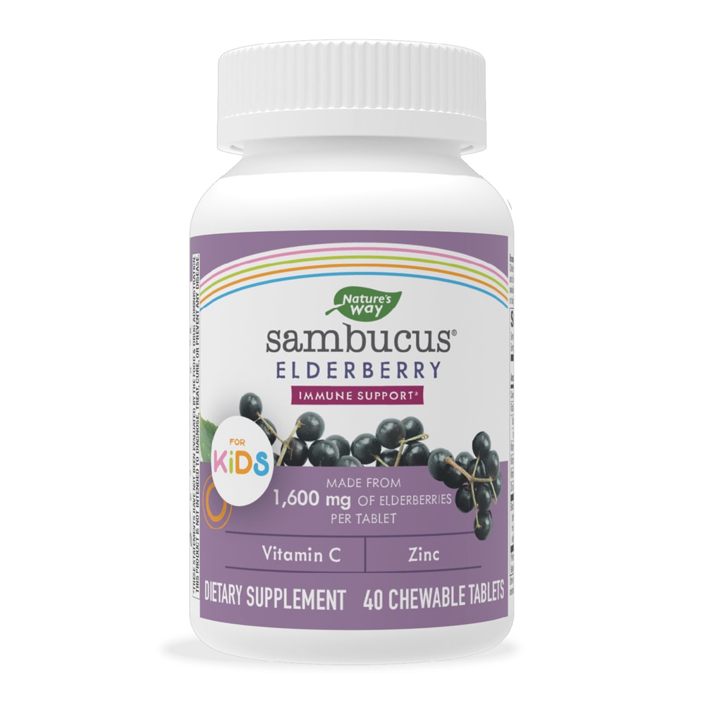 For Kids Sambucus Elderberry -- 1600 mg - 40 Chewable Tablets (Жевательные таблетки) Nature's Way