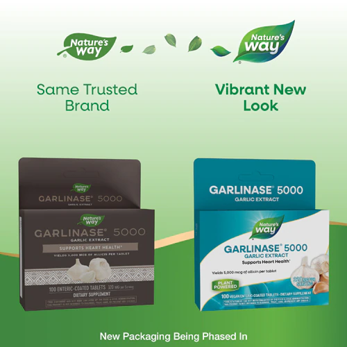 Garlinase 5000 Экстракт чеснока — поддерживает здоровье сердечно-сосудистой системы — 320 мг — 100 таблеток Nature's Way