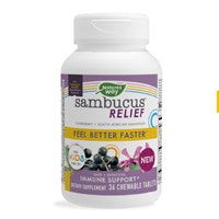 Sambucus Releif For Kids Ages 2+ -- 36 Chewable Tablets (Жевательные таблетки) Nature's Way