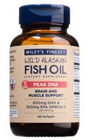 Жир дикой рыбы Аляски, пик ДГК и доза ЭПК, 60 мягких капсул Wiley's Finest
