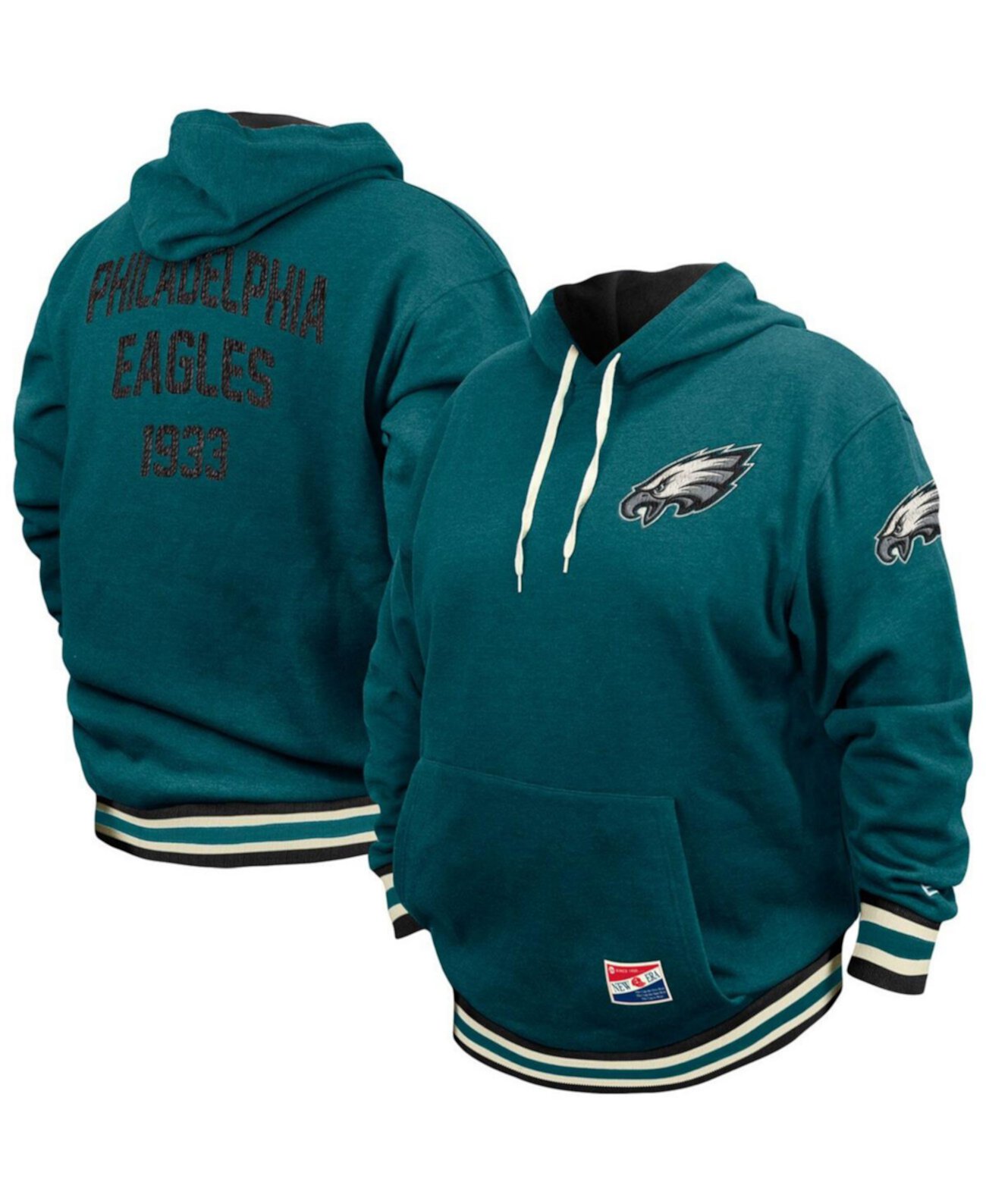 Мужской пуловер с капюшоном НФЛ Midnight Green Philadelphia Eagles Big and Tall New Era