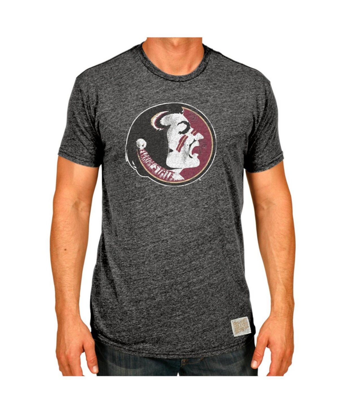 Мужская черная футболка Heather Florida State Seminoles в винтажном стиле Chief Tri-Blend Original Retro Brand