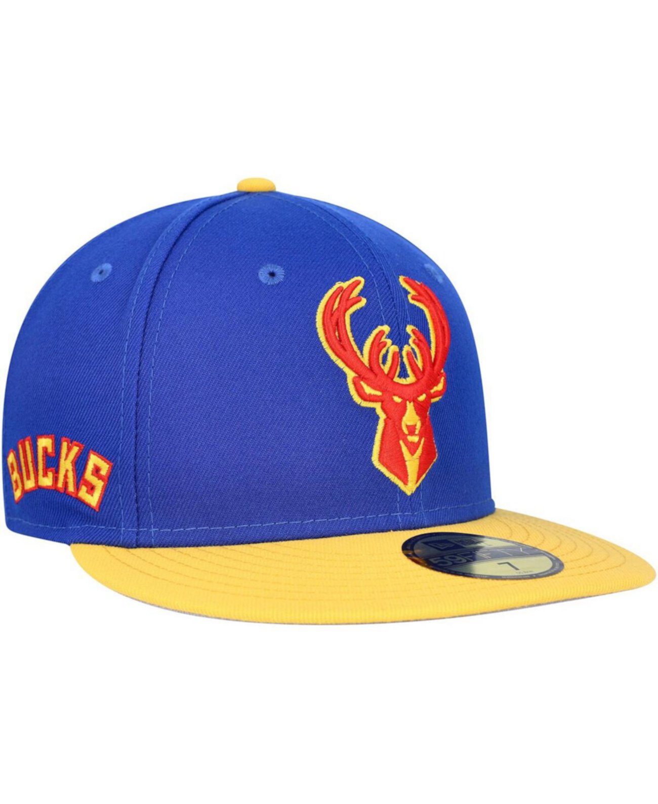 Мужская синяя приталенная шляпа Milwaukee Bucks Side Patch 59FIFTY New Era