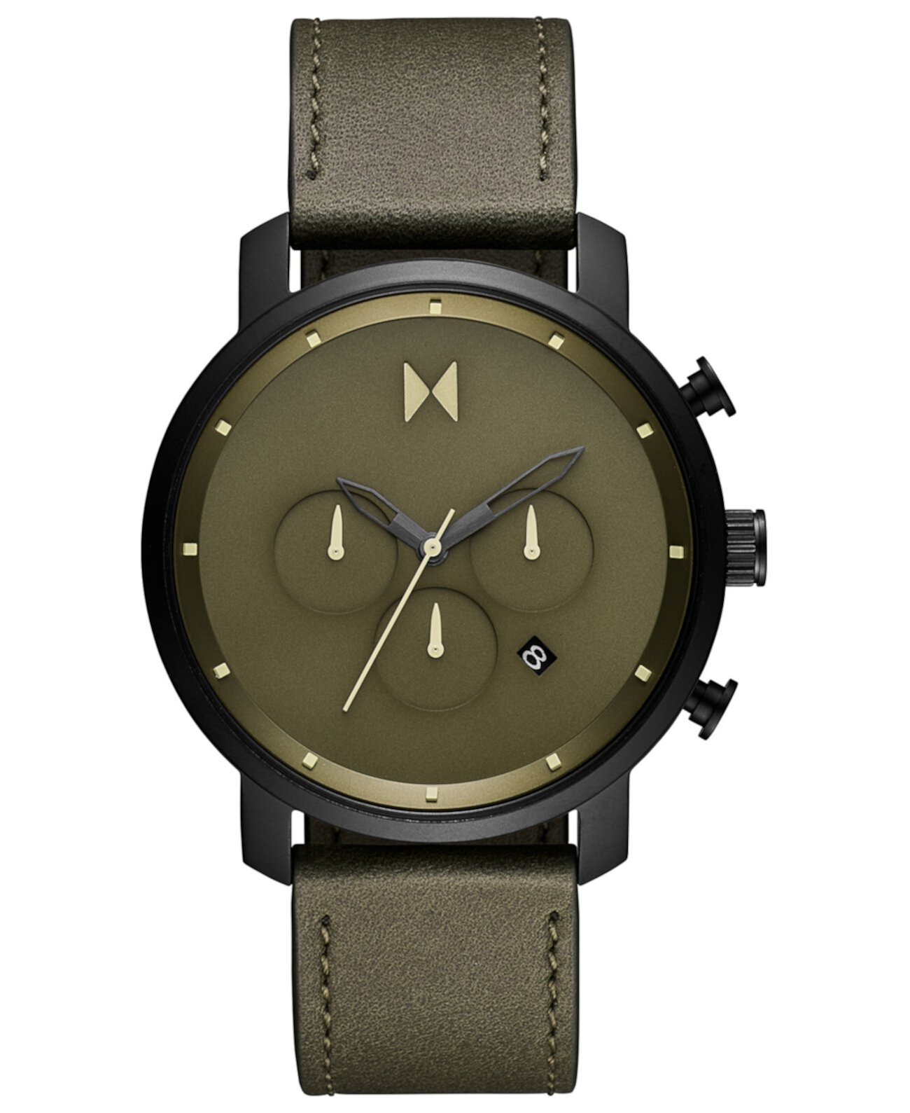 Мужские часы с хронографом на зеленом кожаном ремешке, 45 мм MVMT