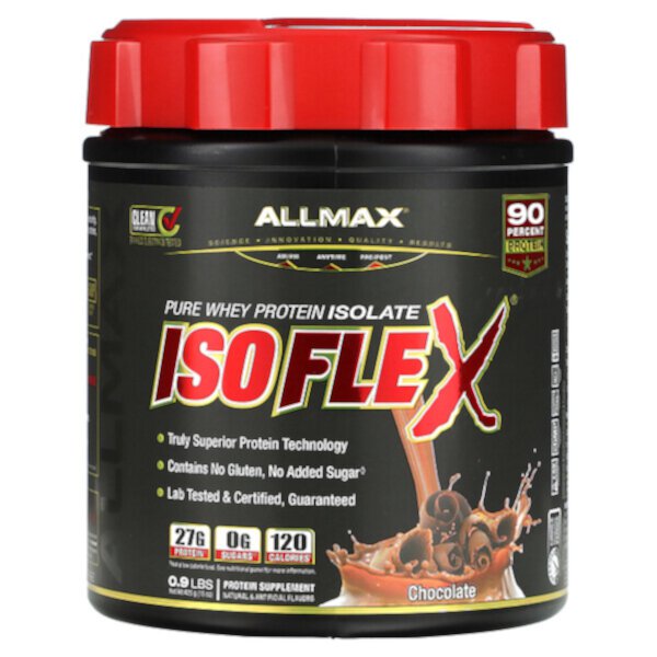 Isoflex, Чистый изолят сывороточного протеина, шоколад, 425 г (0,9 фунта) ALLMAX