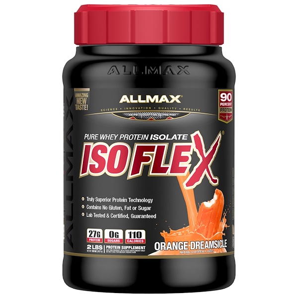 Isoflex, 100% сверхчистый изолят сывороточного протеина (фильтрация ионно-заряженных частиц WPI), Orange Dreamsicle, 2 фунта (907 г) ALLMAX
