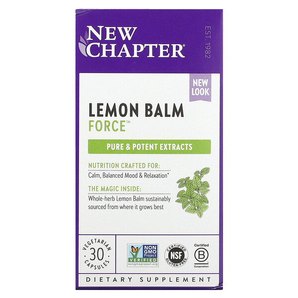 Lemon Balm Force, 30 Vegetarian Capsules New Chapter