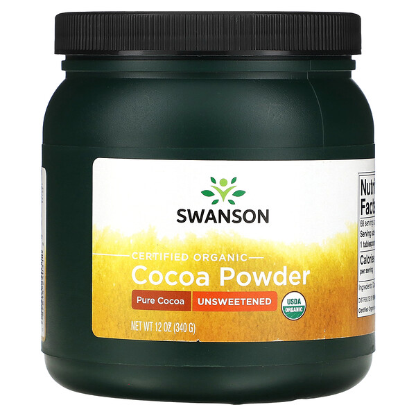 Certified Organic Cocoa Powder, Unsweetened, 12 oz (340 g) Swanson