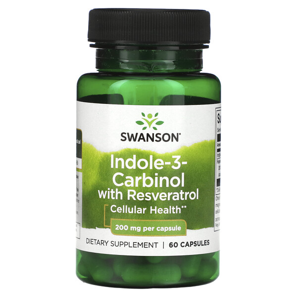 Индол-3-Карбинол с Ресвератролом - 200 мг - 60 капсул - Swanson Swanson