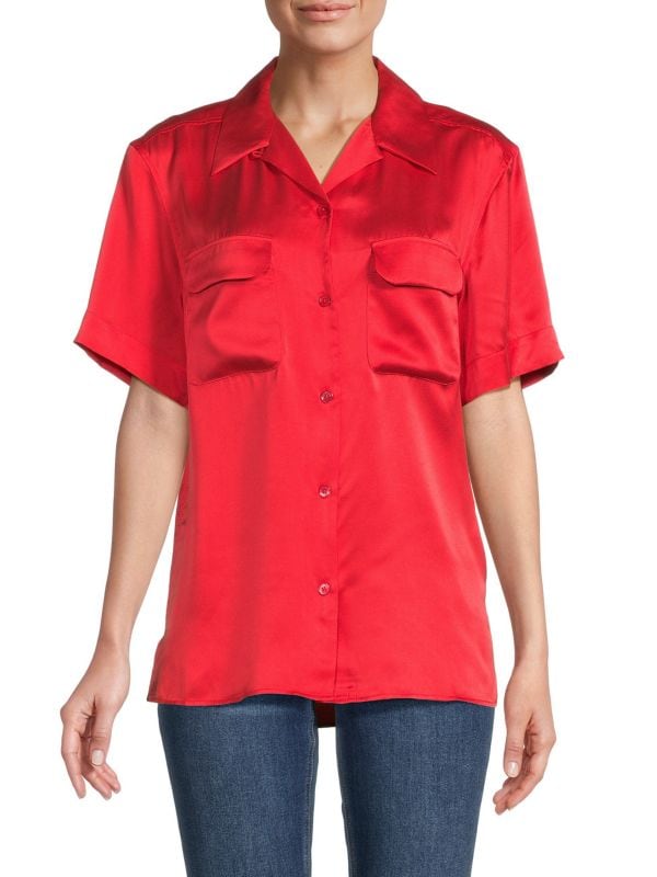 Шелковая атласная рубашка с пуговицами спереди Amaia EQUIPMENT