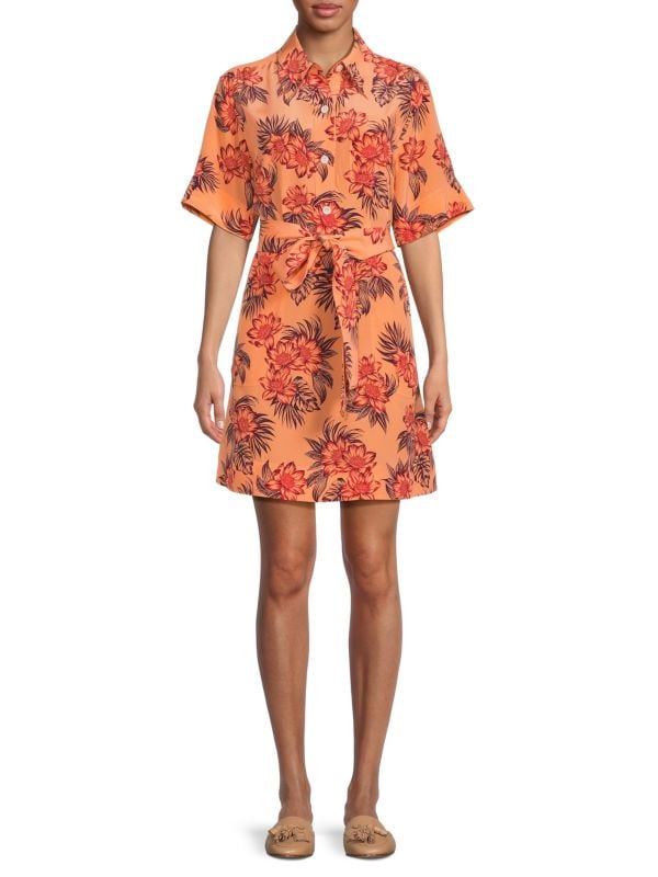 Шелковое мини-платье-рубашка Adalaide с цветочным принтом EQUIPMENT